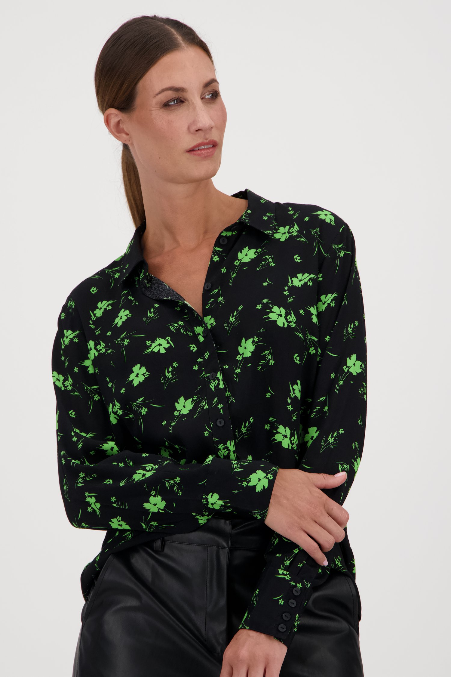 Blouse noire à imprimé floral vert de JDY 3162402 e5