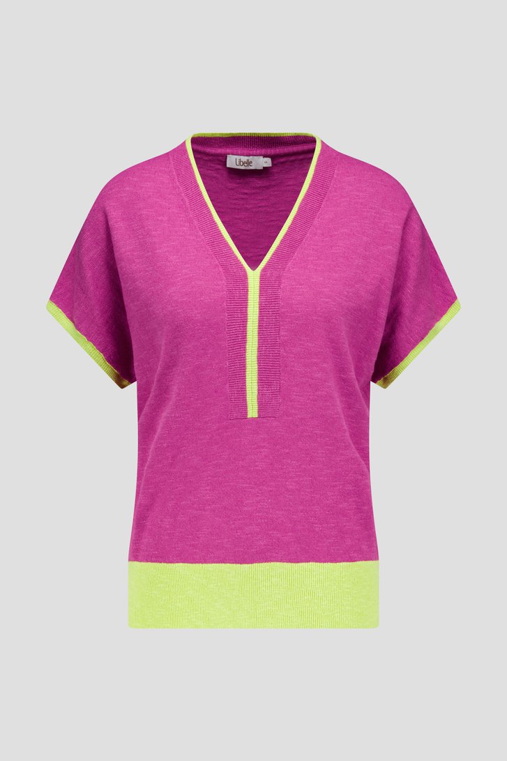 
Roze trui met limoengroene accenten van Libelle voor Dames