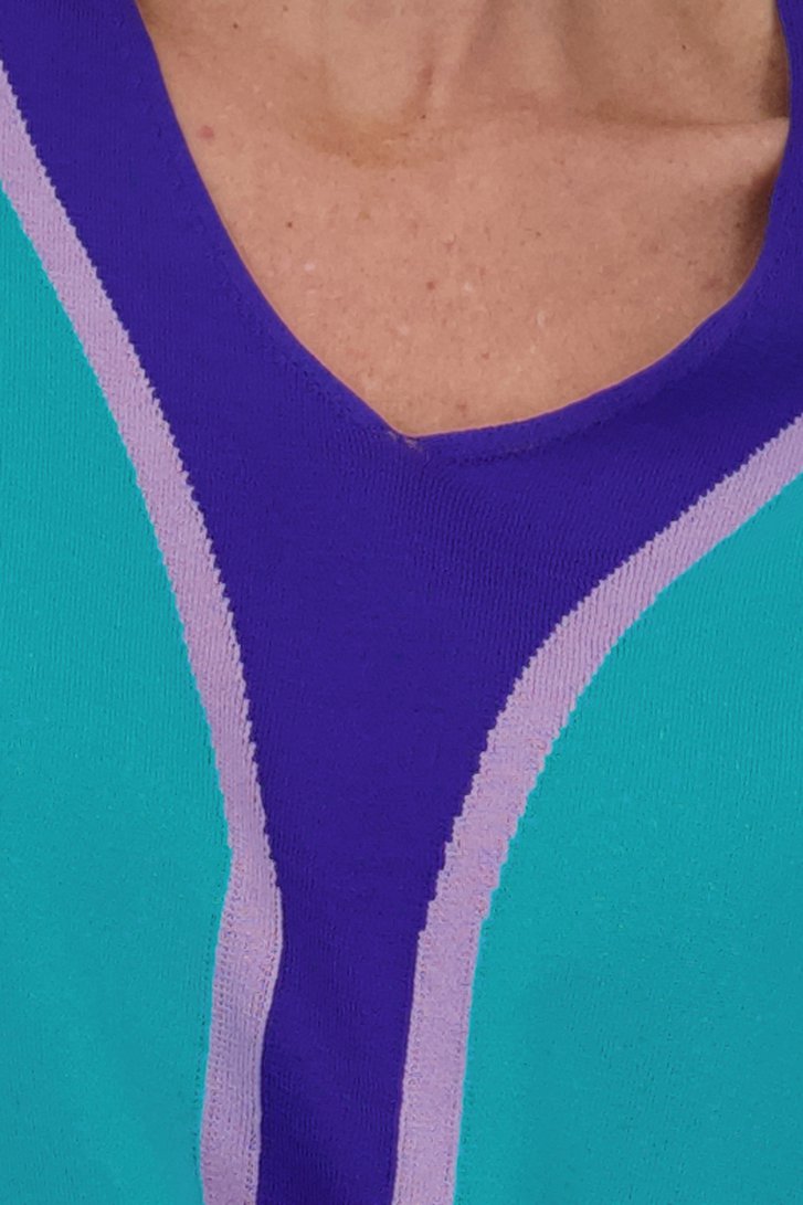  Turquoise trui met V-hals van Claude Arielle voor Dames