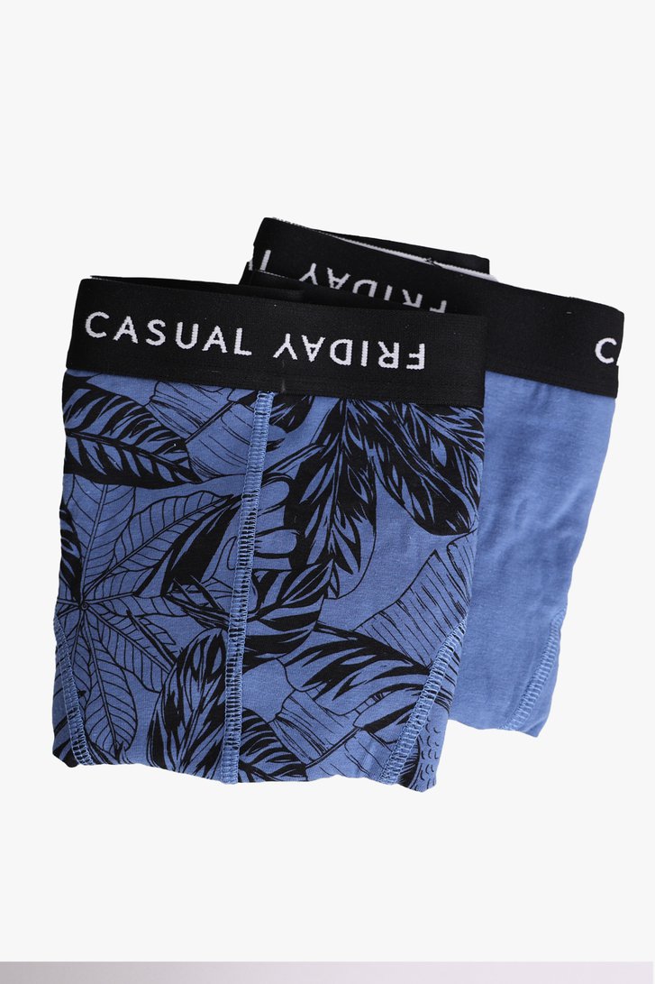 2 blauwe boxershorts met en zonder print  van Casual Friday voor Heren