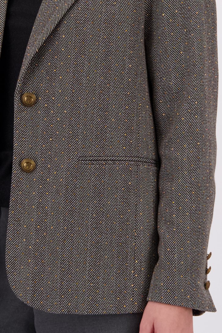 Detail van Antraciet blazer met gouden studs door Geisha voor Dames