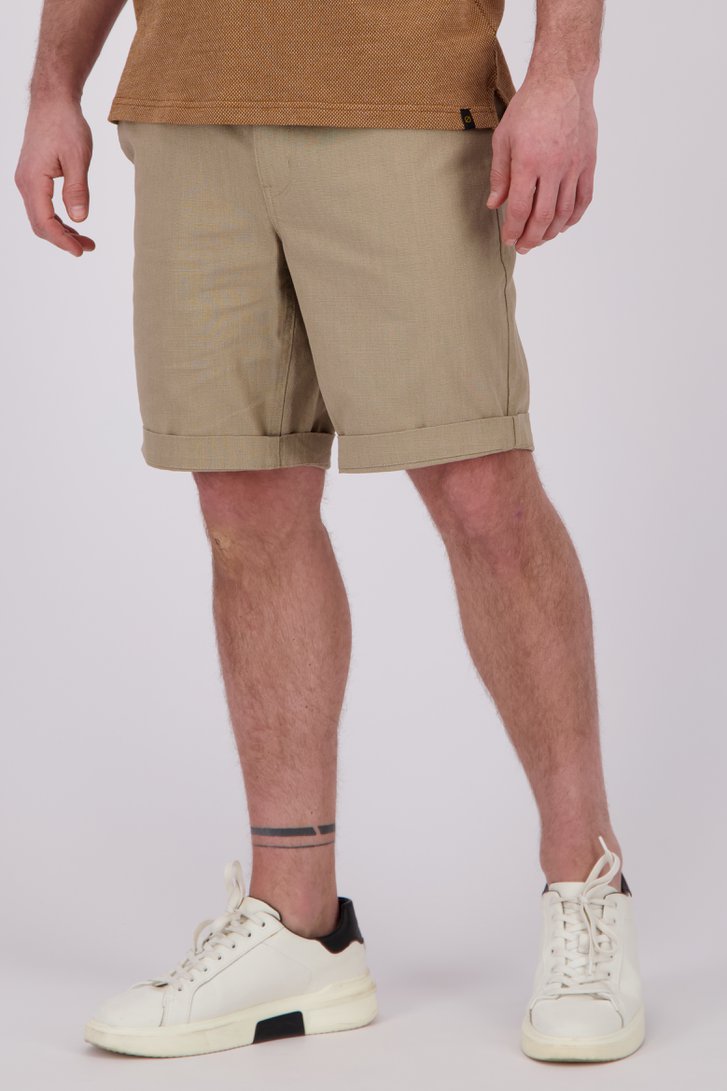 Beige bermuda met elastische tailleband van Ravøtt voor Heren