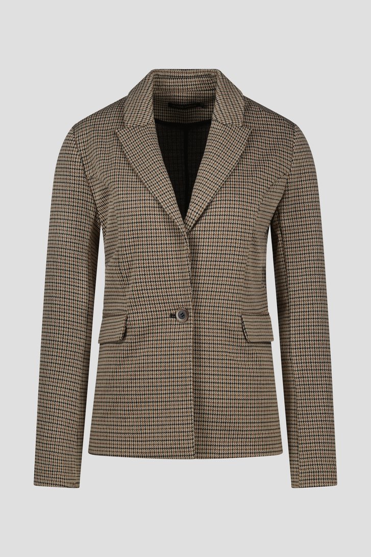 Beige blazer met fijn pied-de-poule motief van Claude Arielle voor Dames