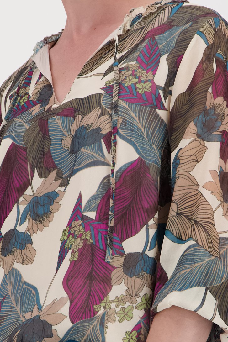 Beige blouse met bladerprint van More & More voor Dames
