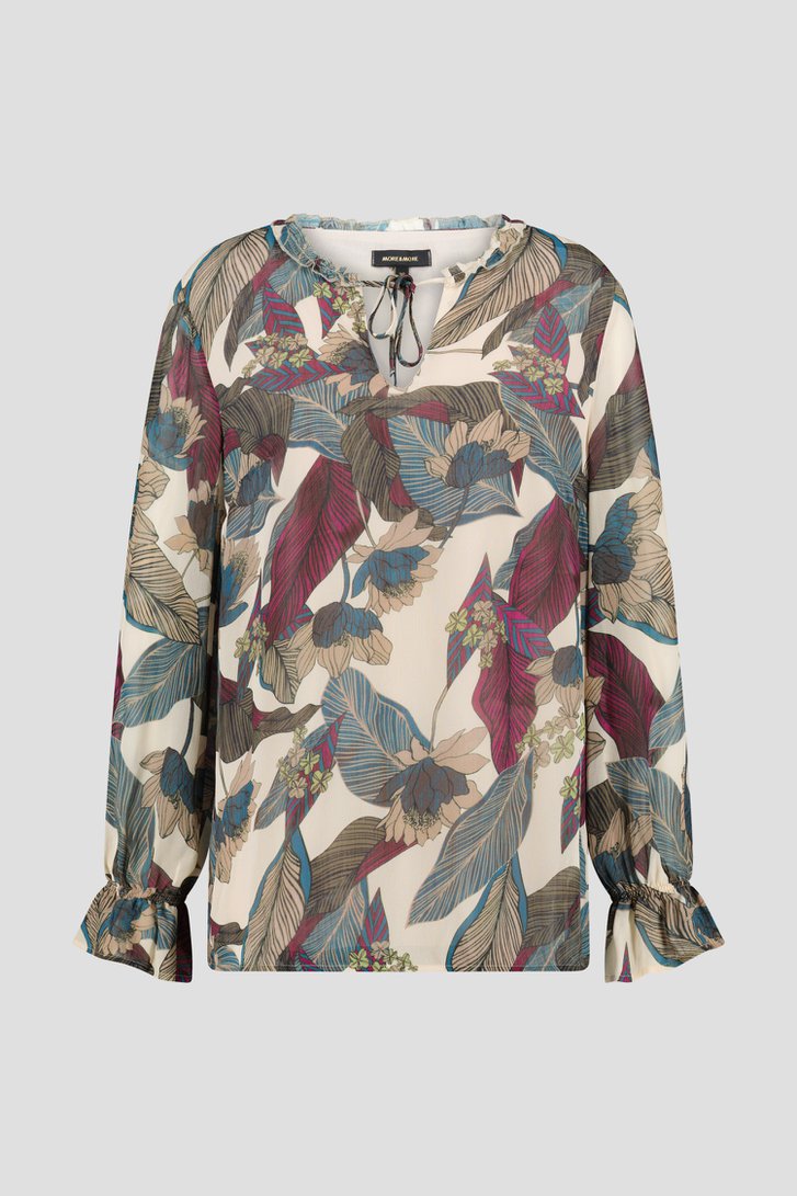 Beige blouse met bladerprint van More & More voor Dames