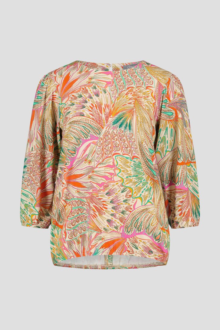 Beige blouse met fijne, kleurrijke print van Geisha voor Dames