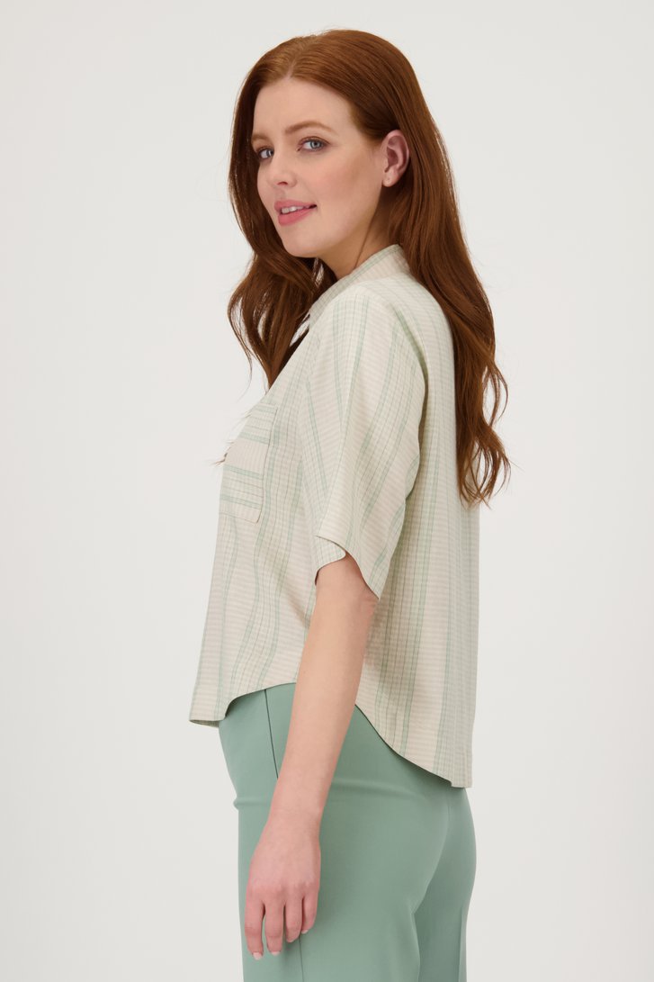 Beige blouse met groen gestreept motief van Libelle voor Dames