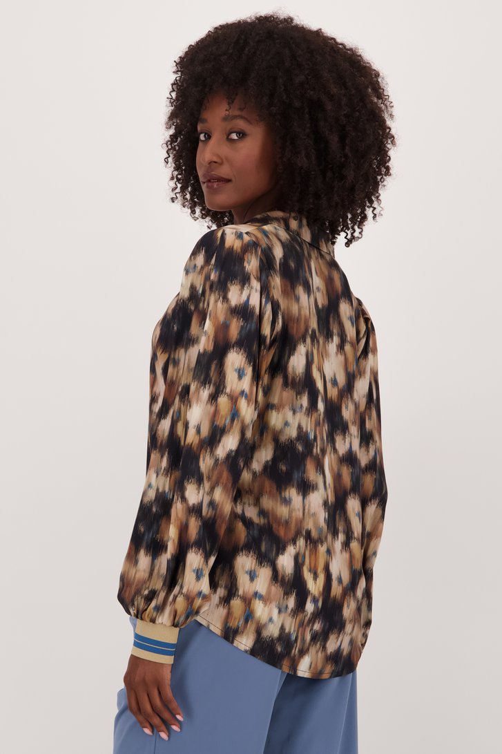 Achterkant van Beige blouse met print door Geisha voor Dames
