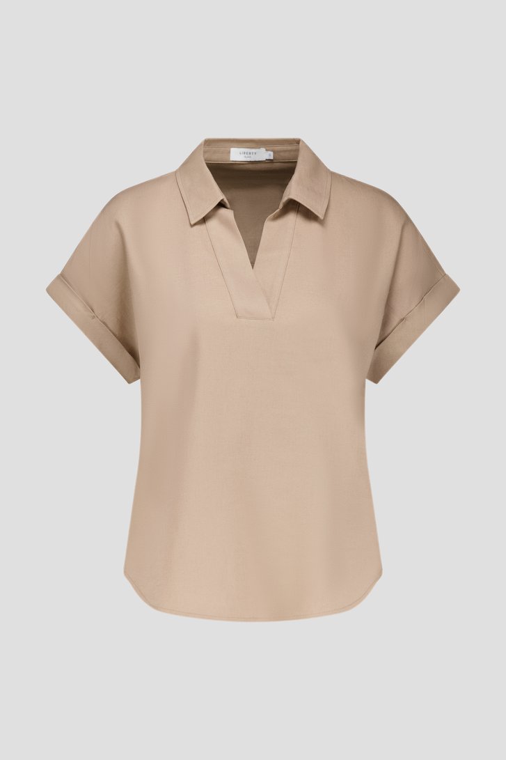 Beige blouse met V-hals en korte mouwen van Liberty Island voor Dames