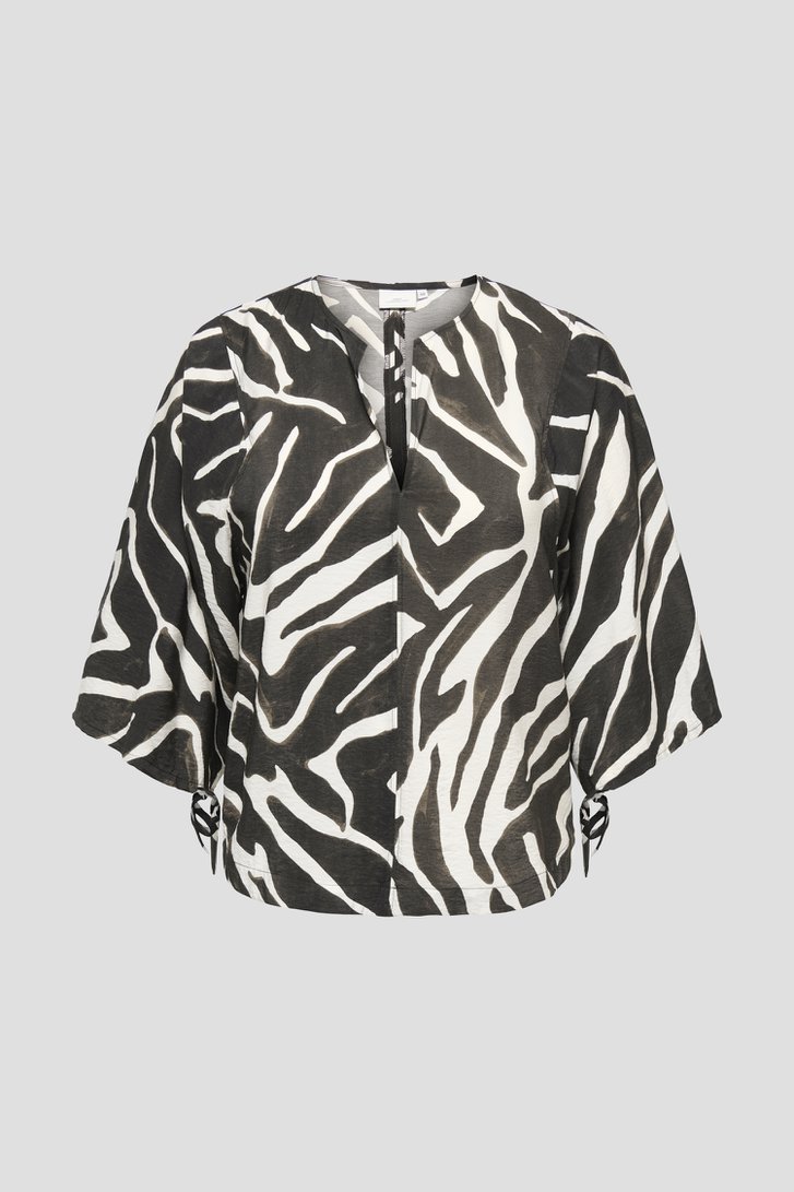 Productfoto 1 van Beige blouse met zebraprint en lange mouwen door ONLY Carmakoma voor Dames