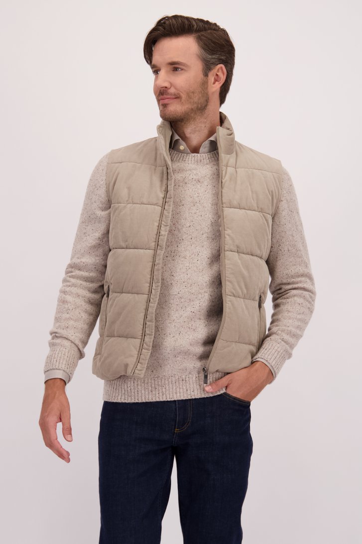 Voorkant van Beige bodywarmer door Upper East voor Heren