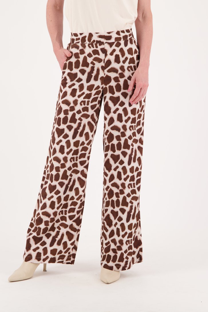 Beige broek met dierenprint - straight fit van More & More voor Dames