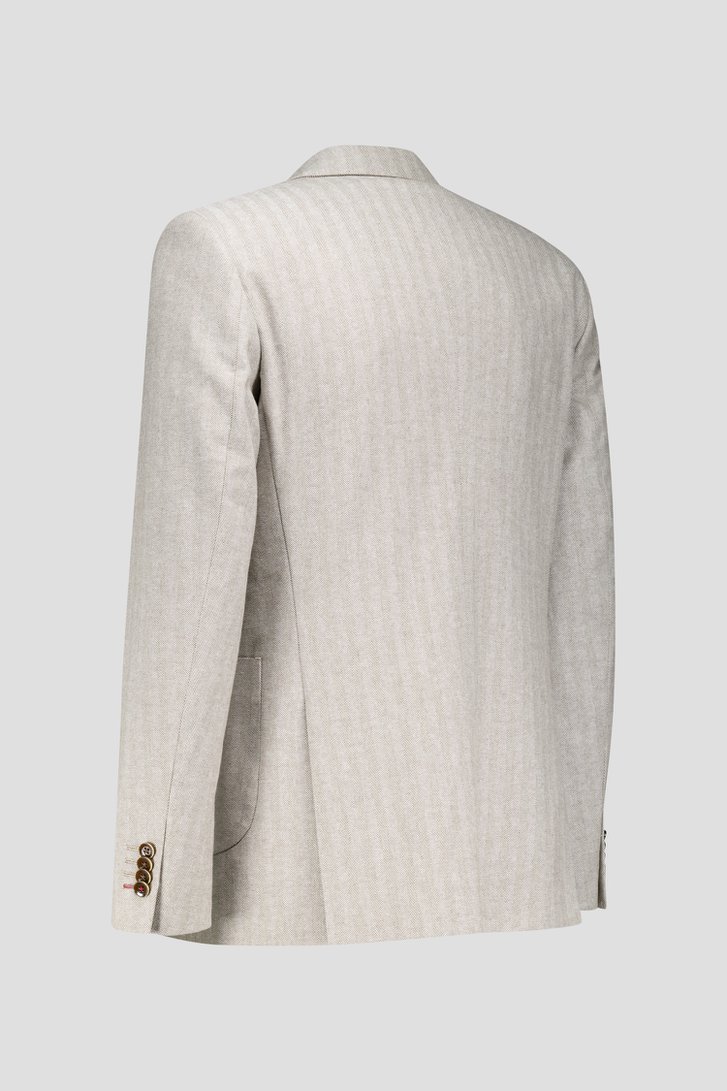 Beige-bruine blazer met visgraatmotief - slim fit van Upper East voor Heren