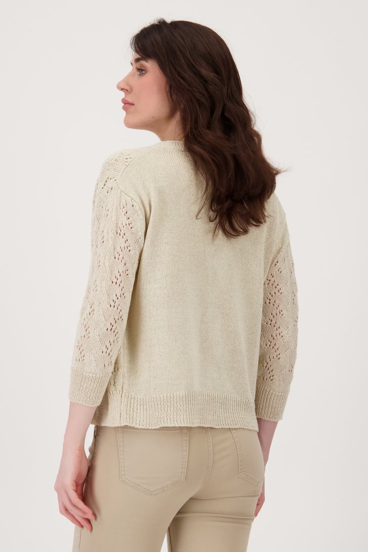 Beige-bruine cardigan met gehaakte look van Geisha voor Dames