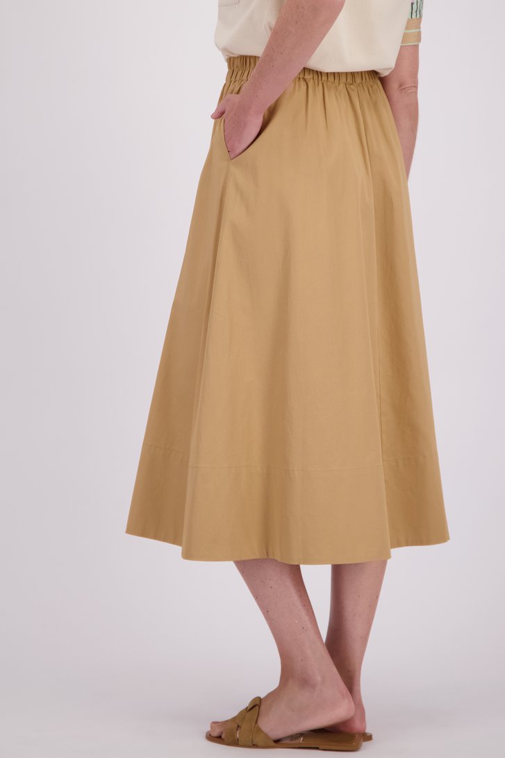 Achterkant van Beige-bruine midirok door Libelle voor Dames