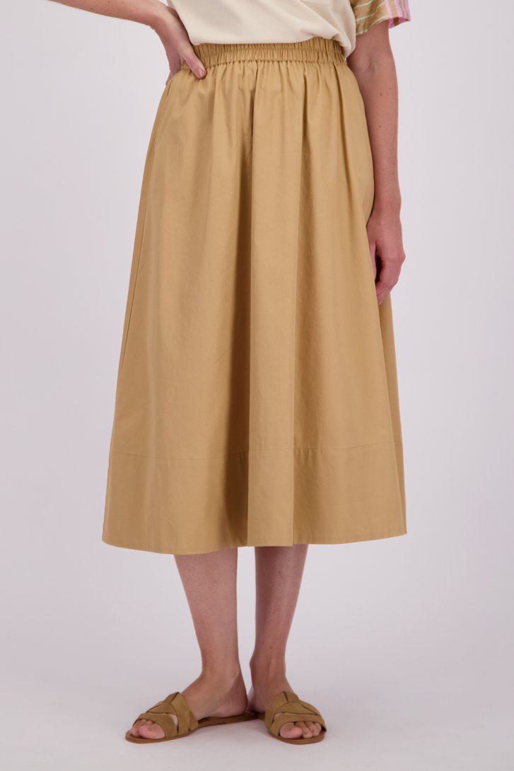 Voorkant van Beige-bruine midirok door Libelle voor Dames