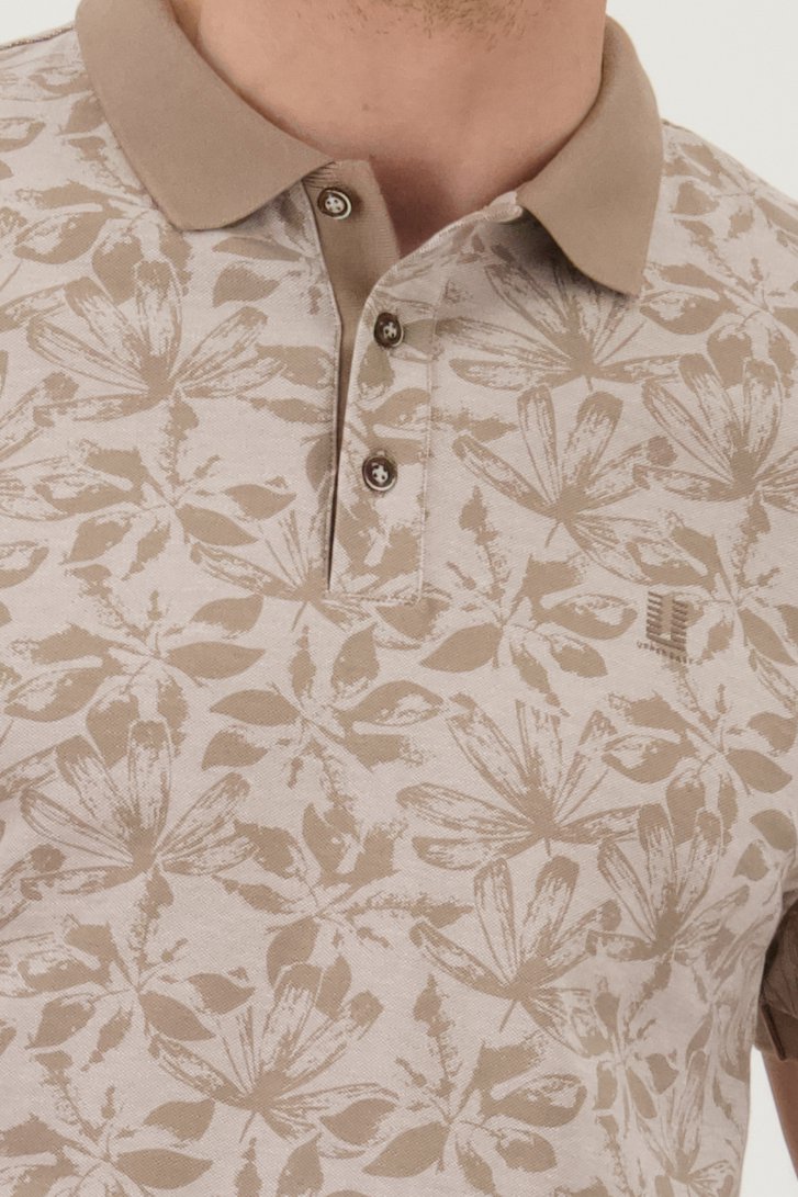 Beige-bruine polo met bloemenprint van Upper East voor Heren