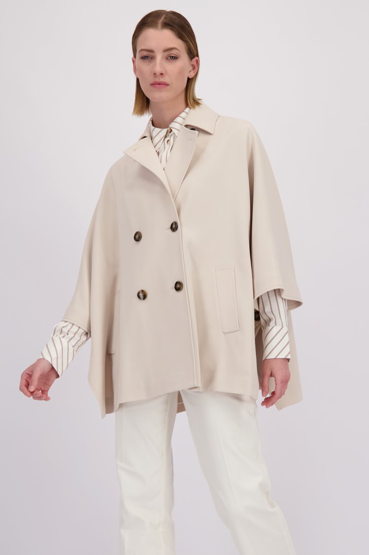 Voorkant van Beige capejas met dubbele knopenrij door D'Auvry voor Dames