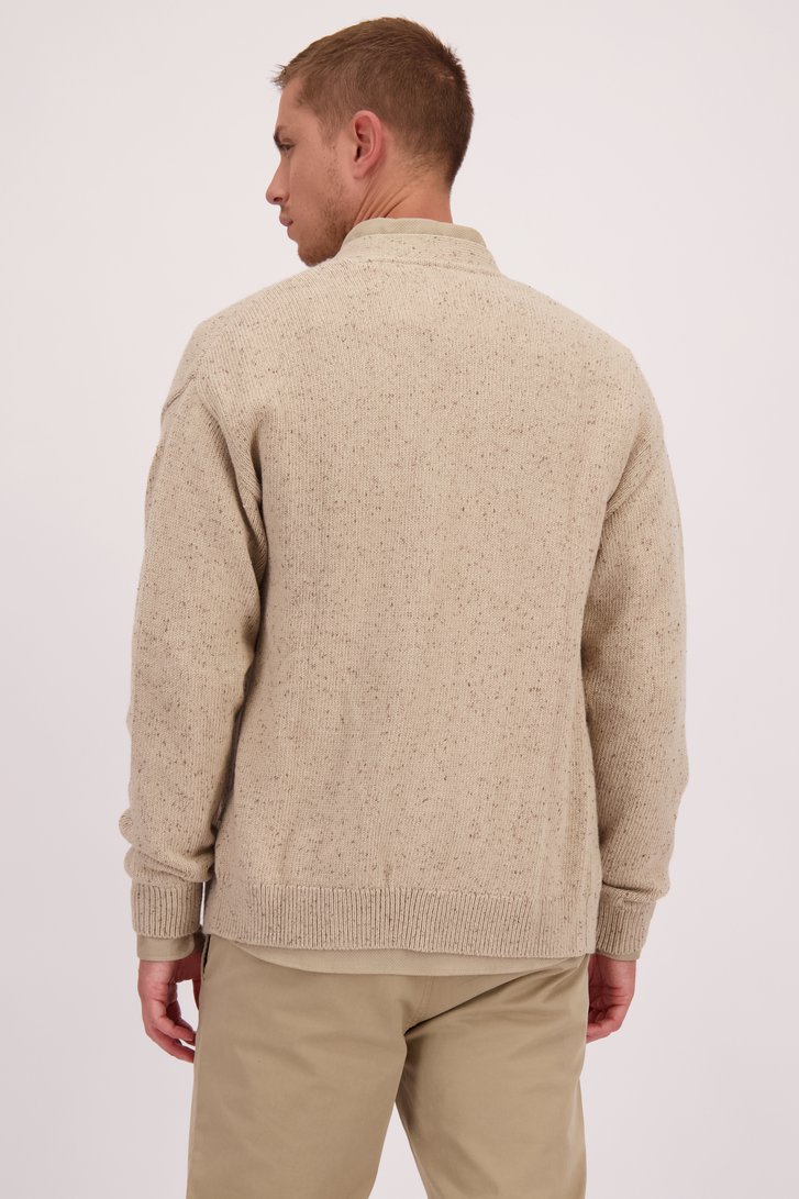 Achterkant van Beige cardigan met knopen door Casual Five voor Heren