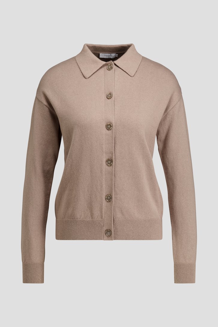 Productfoto 1 van Beige cardigan met kraag door Liberty Island voor Dames
