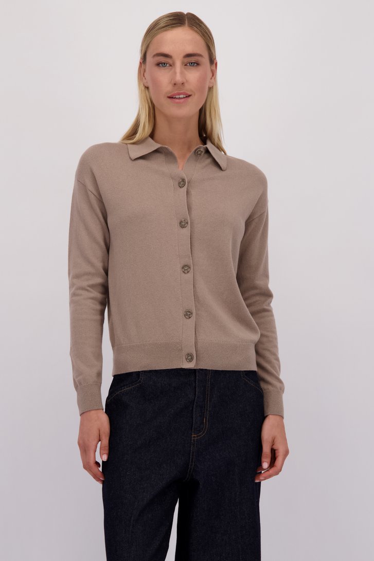 Voorkant van Beige cardigan met kraag door Liberty Island voor Dames