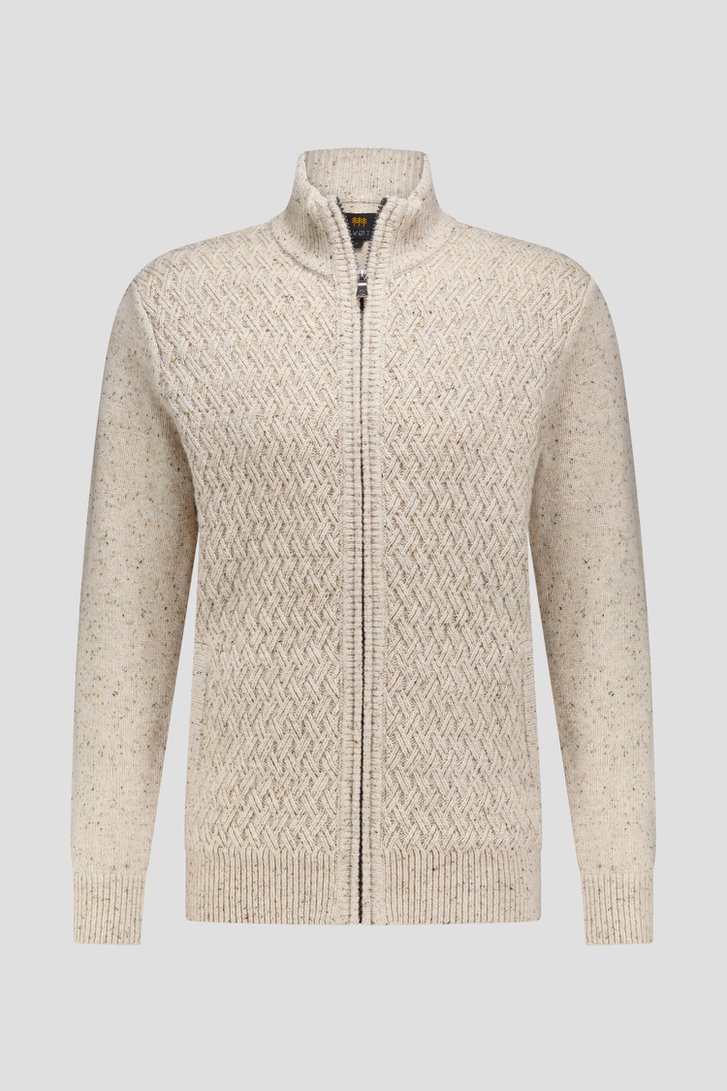 Productfoto 1 van Beige cardigan met rits  door Ravøtt voor Heren