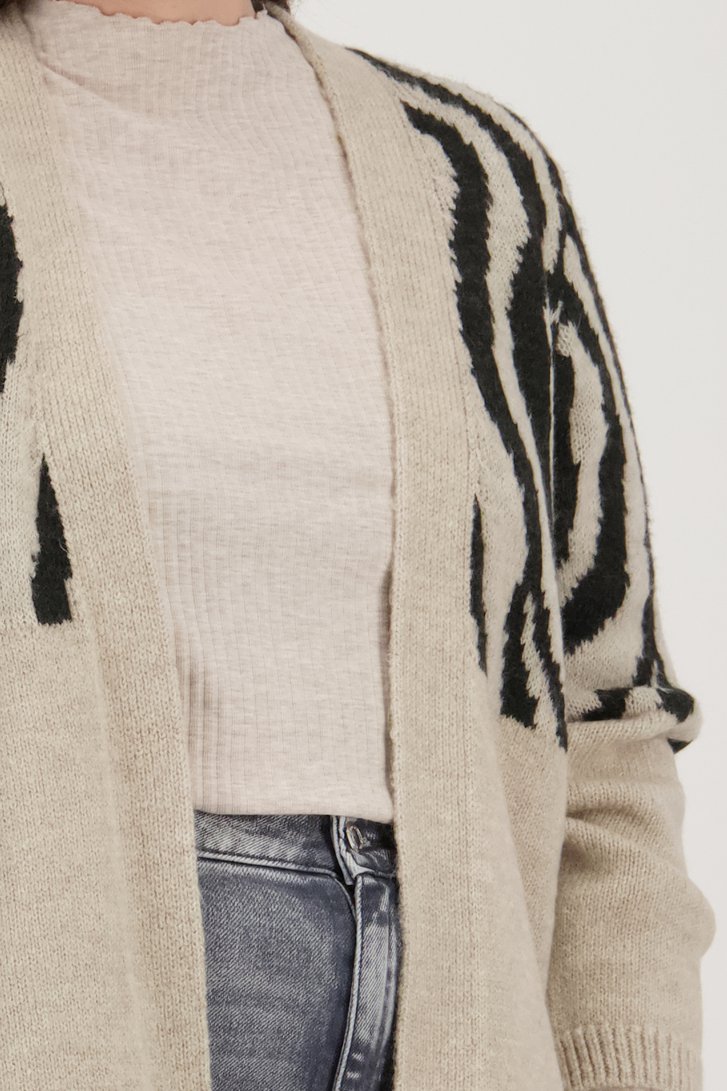 Beige cardigan met zwart zebramotief van Only Carmakoma voor Dames