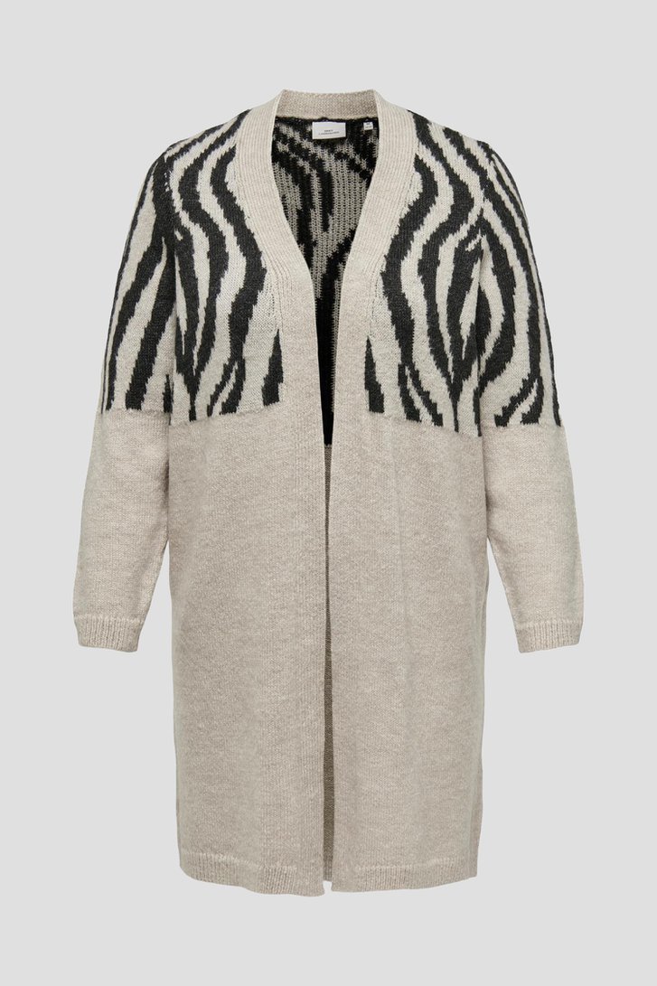 Beige cardigan met zwart zebramotief van Only Carmakoma voor Dames