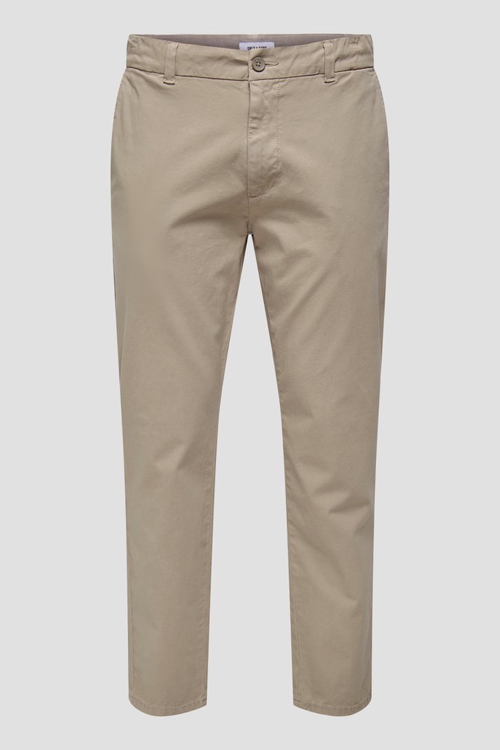 Beige chino met elastische taille en striklint van ONLY & SONS voor Heren