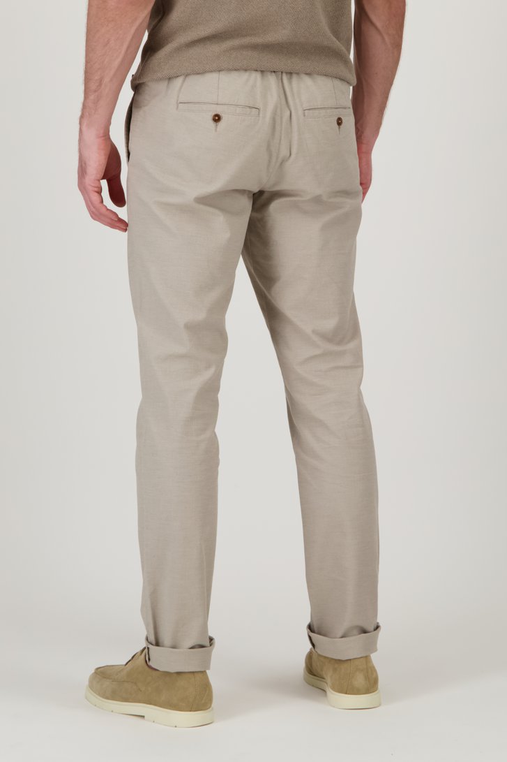Beige chino met elastische taille en striklint van Upper East voor Heren