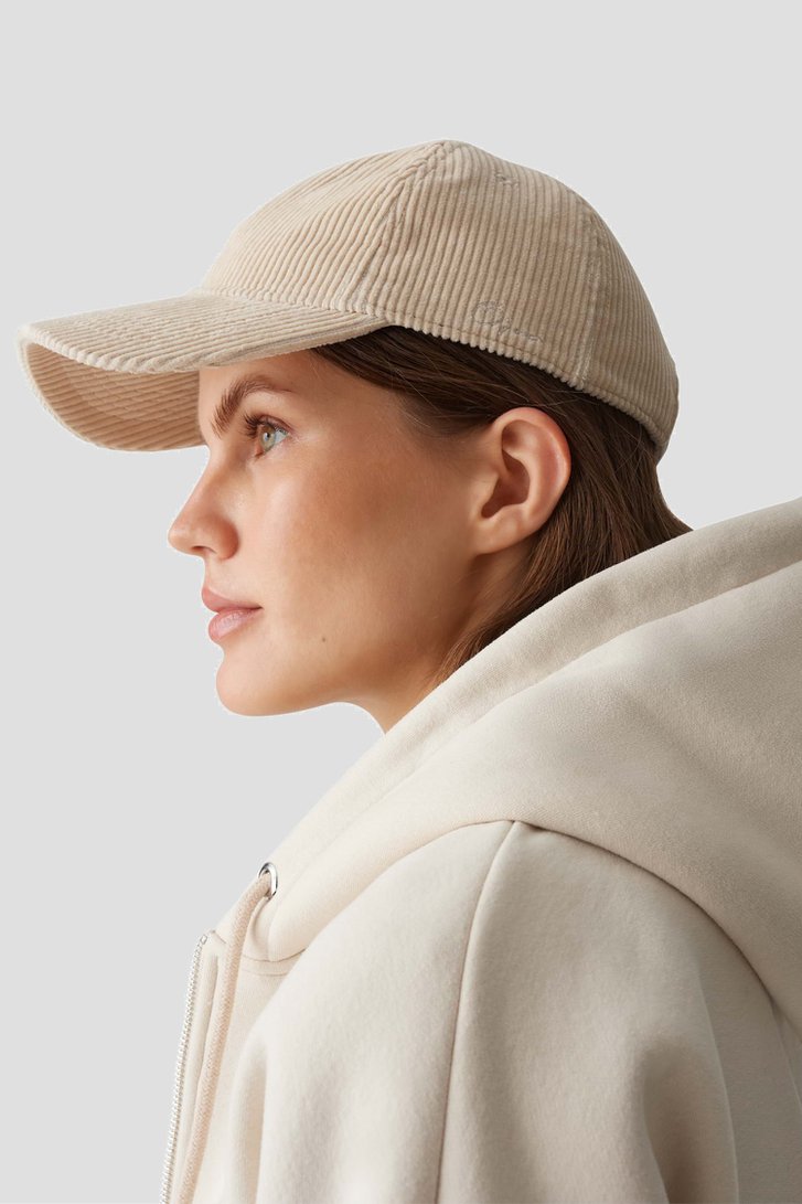 Voorkant van Beige corduroy pet door Opus voor Dames
