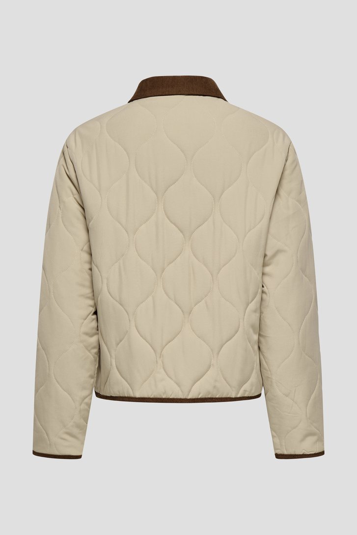 Productfoto 2 van Beige doorgestikte jas met bruine afwerking door JDY voor Dames