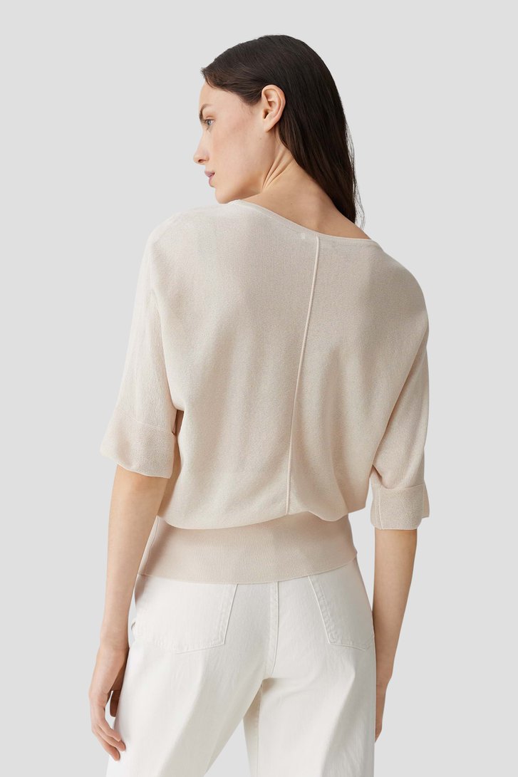 Beige fijn gebreid truitje met vleermuismouwen van Opus voor Dames
