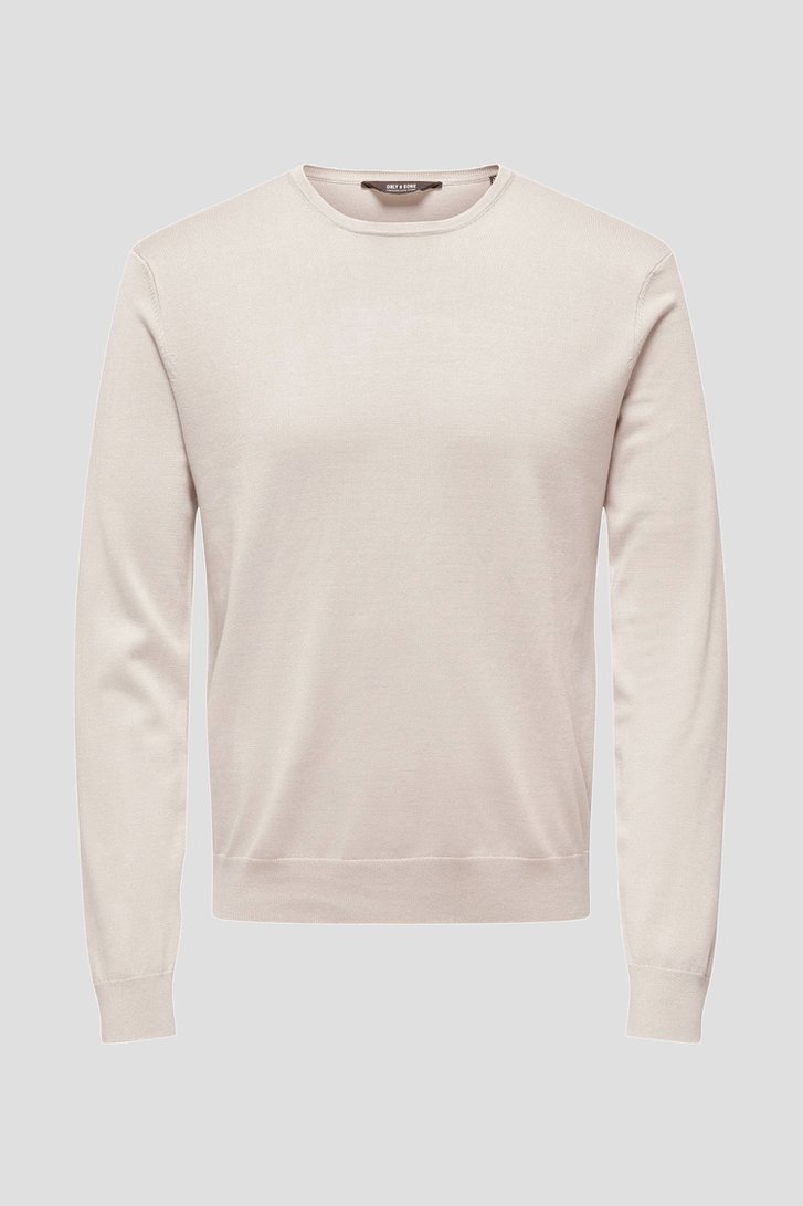 Beige fijn gebreide trui van ONLY & SONS voor Heren