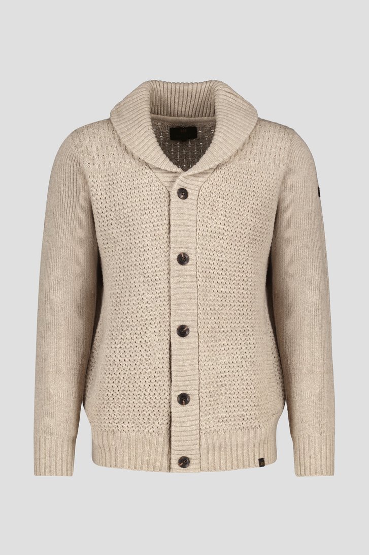 Beige gebreide cardigan met wol van Ravøtt voor Heren