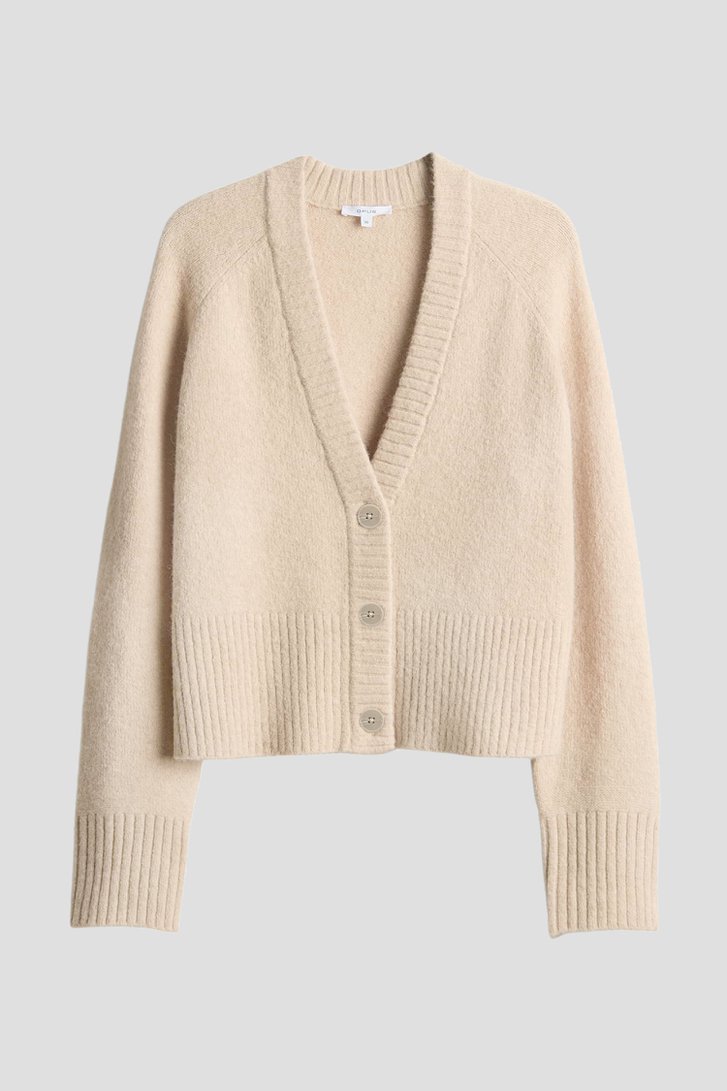Productfoto 1 van Beige gebreide cardigan door Opus voor Dames
