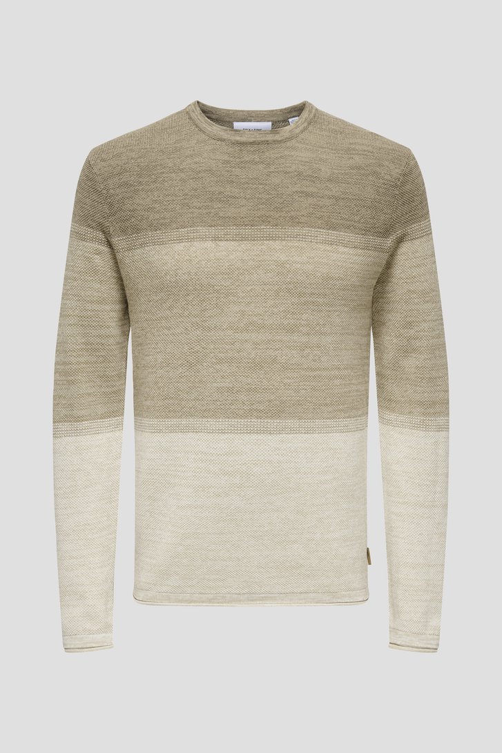 Beige gebreide trui met kleurverloop van ONLY & SONS voor Heren