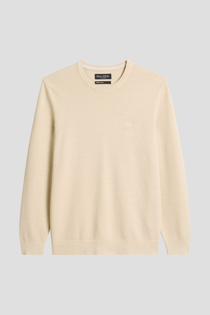 Productfoto 1 van Beige gebreide trui met ronde hals door Marc O'Polo voor Heren