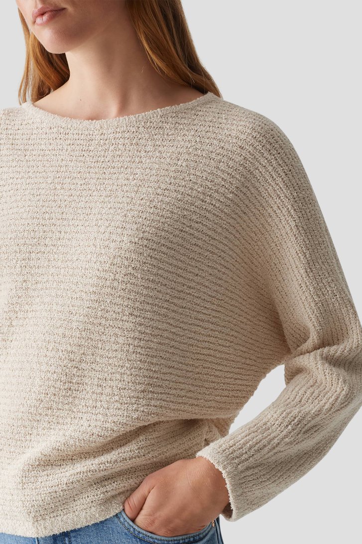 Beige gebreide trui met vleermuismouwen van Opus voor Dames