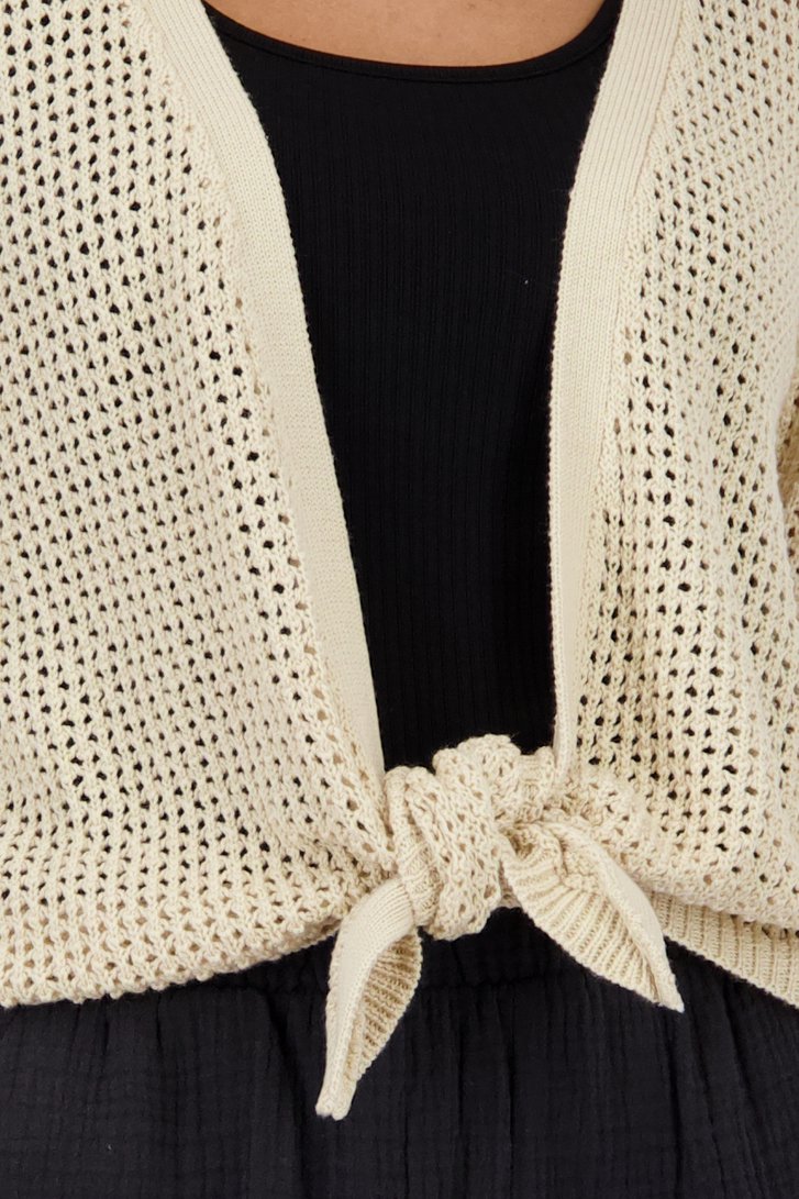 Beige gehaakte cardigan met korte mouwen van JDY voor Dames