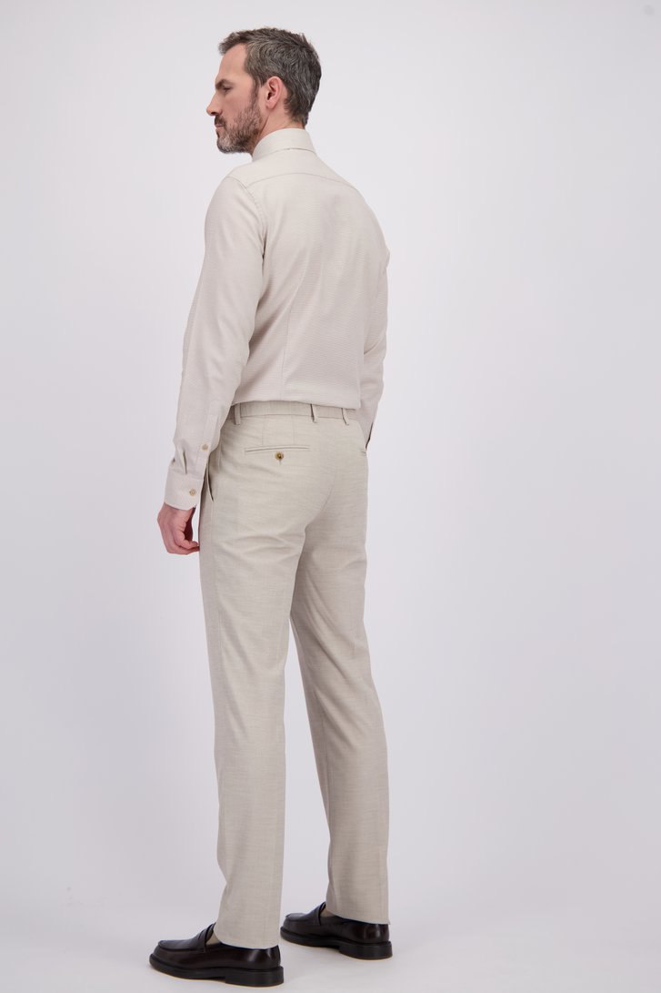 Achterkant van Beige gemêleerde kostuumbroek - Regular fit door Dansaert Black voor Heren