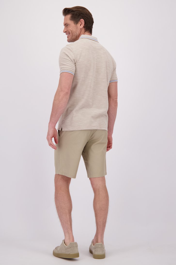 Achterkant van Beige gemêleerde polo met streep in kraag door Dansaert Blue voor Heren