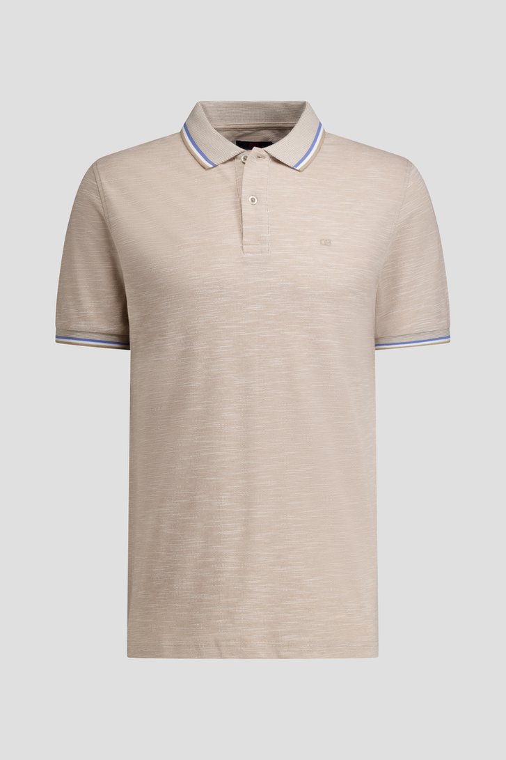 Productfoto 1 van Beige gemêleerde polo met streep in kraag door Dansaert Blue voor Heren