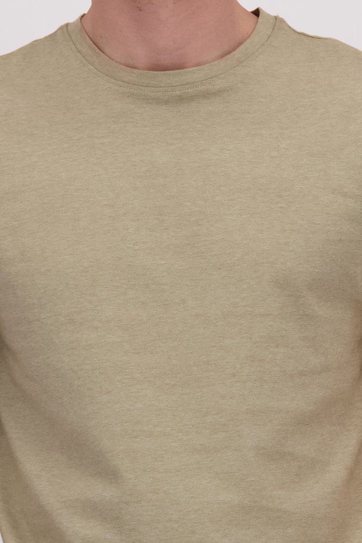 Detail van Beige gestreept T-shirt door Ravøtt voor Heren