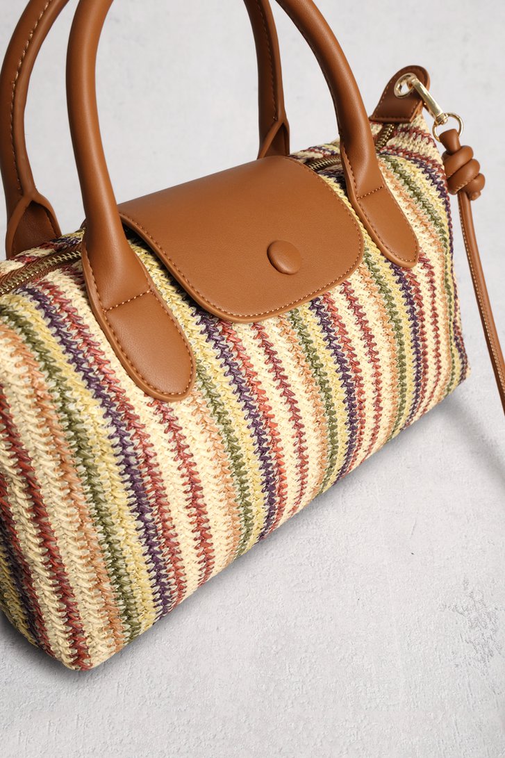 Productfoto 1 van Beige gevlochten handtas met gestreept motief door Liberty Island voor Dames