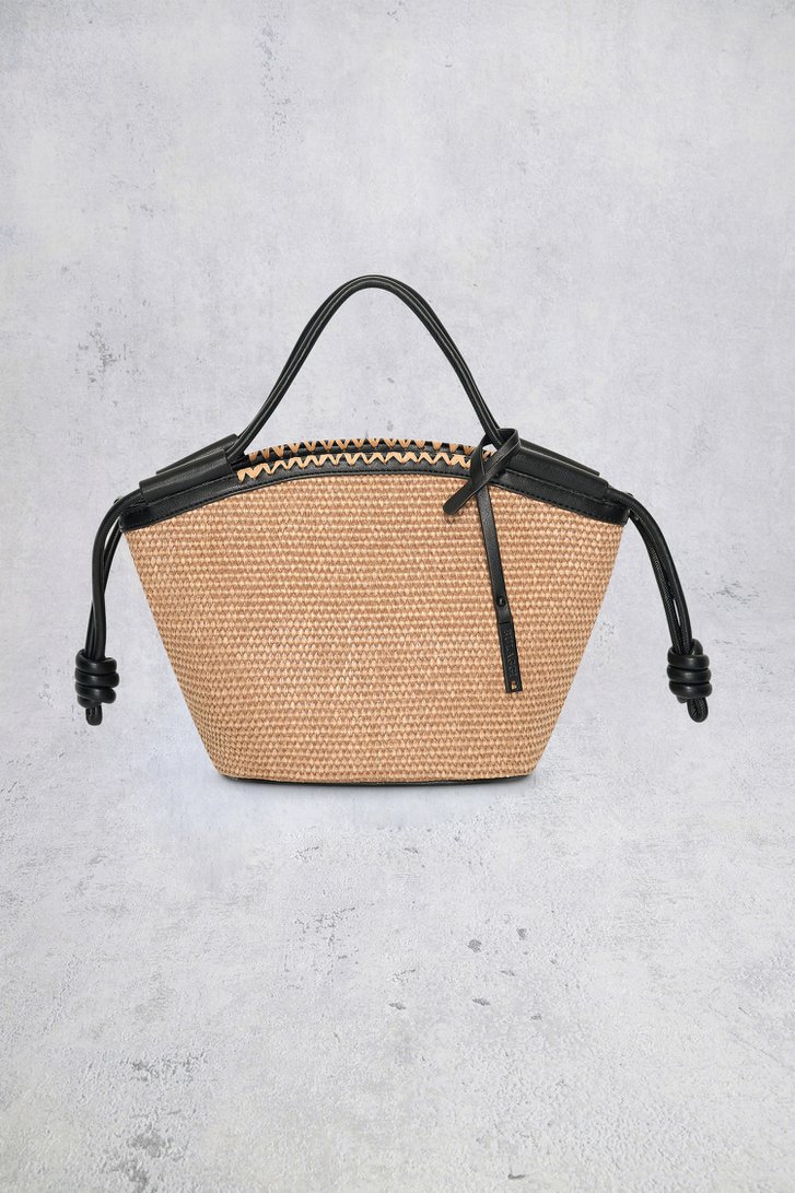 Voorkant van Beige gevlochten handtas met zwarte accenten door Bulaggi voor Dames