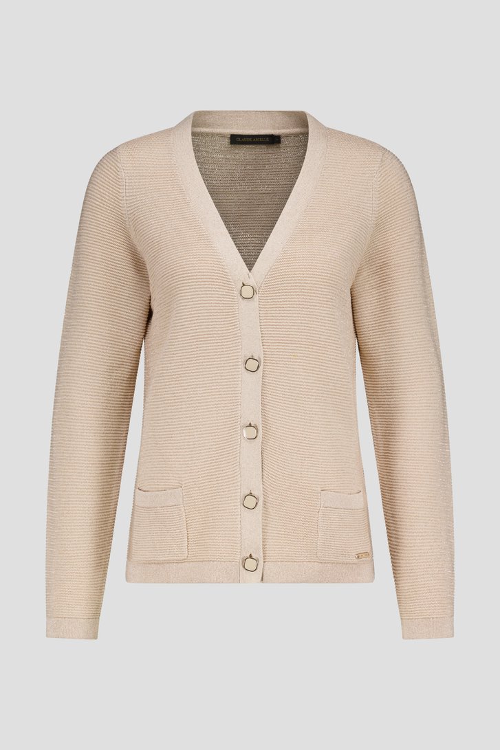Beige glinsterende cardigan van Claude Arielle voor Dames