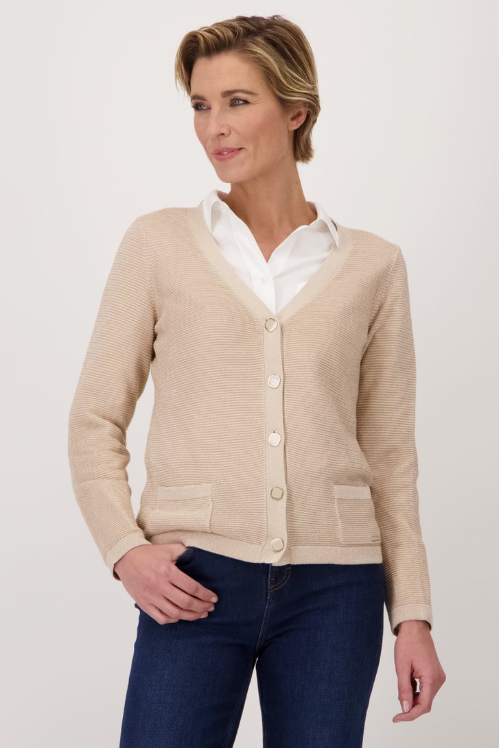 Beige glinsterende cardigan van Claude Arielle voor Dames