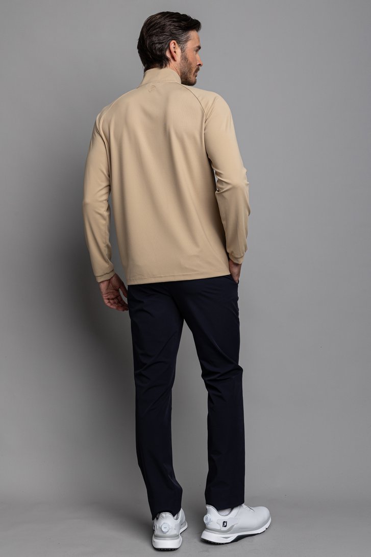 Achterkant van Beige golfshirt met lange mouwen en korte rits door Dansaert Golf Club voor Heren