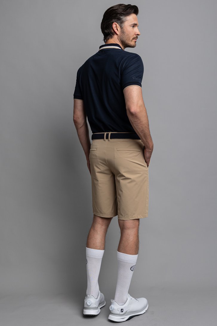 Achterkant van Beige golfshort  door Dansaert Golf Club voor Heren